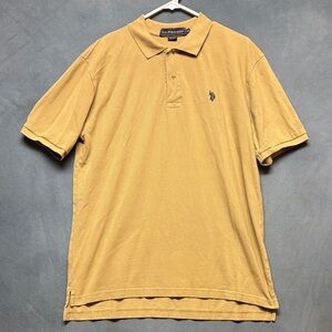 U.S. Polo Assn Polo Shirt XL Beige Khaki Vintage Cotton Short Sleeve Preppy